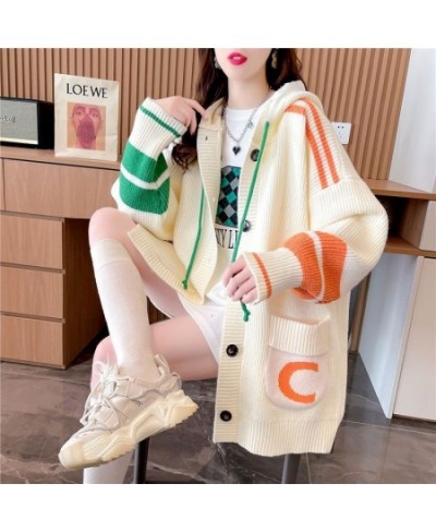 Korean Loose Sweater Loose Women Cardigan Autumn and Winter 2022 Fashion Hooded Sweater Pull Type Women's Casual Sweater Coat...