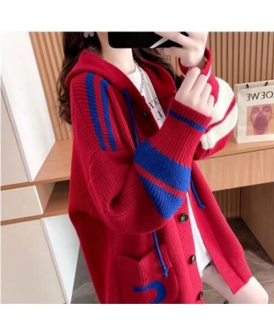 Korean Loose Sweater Loose Women Cardigan Autumn and Winter 2022 Fashion Hooded Sweater Pull Type Women's Casual Sweater Coat...