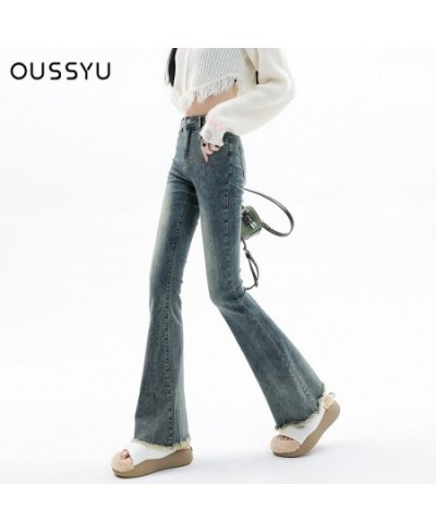 Spring Summer Flared Jeans Women Cotton Vintage Blue Denim Pants Streetwear Elastic High Waist Slim Harajuku Trouser Plus $43...