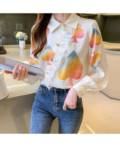 France style New fashion printing ladies shirts 2022 Spring Summer Women's Blouses Long Sleeve Shirts Tops Blusas Mujer $34.5...