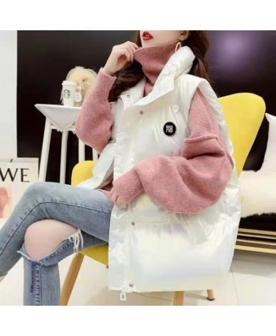 Women Sleeveless Coat Glossy Down Cotton Vest New Autumn Winter Add Thick Fashion Wild Parka Outcoat Vest Female Leisure Tops...