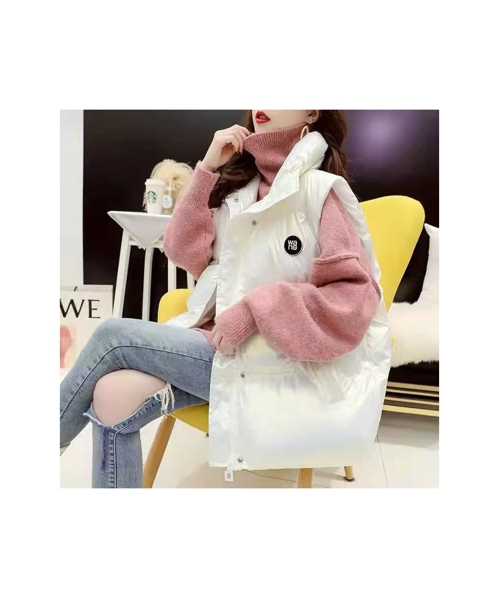 Women Sleeveless Coat Glossy Down Cotton Vest New Autumn Winter Add Thick Fashion Wild Parka Outcoat Vest Female Leisure Tops...