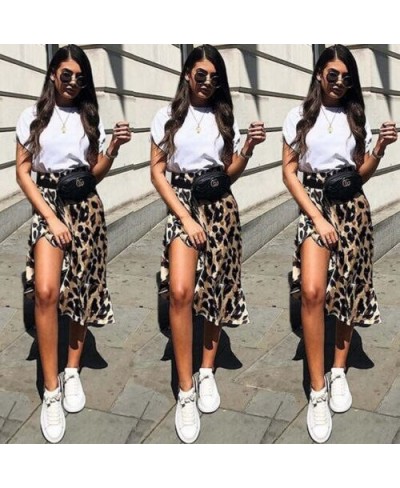 Leopard Skirt Women Fashion Sexy Wrap Over Asymmetrical Calf Length Skirt Ladies Summer Casual High Waist Slim Skirts Sundres...