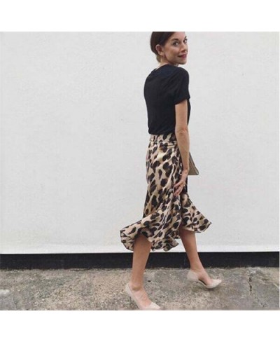 Leopard Skirt Women Fashion Sexy Wrap Over Asymmetrical Calf Length Skirt Ladies Summer Casual High Waist Slim Skirts Sundres...