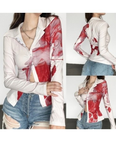 Women Elegant Button Down Shirt Lapel Working Blouse Business Shirt Long Sleeve $35.30 - Women Tops