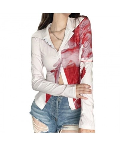 Women Elegant Button Down Shirt Lapel Working Blouse Business Shirt Long Sleeve $35.30 - Women Tops