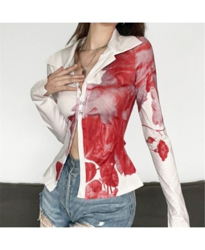 Women Elegant Button Down Shirt Lapel Working Blouse Business Shirt Long Sleeve $35.30 - Women Tops