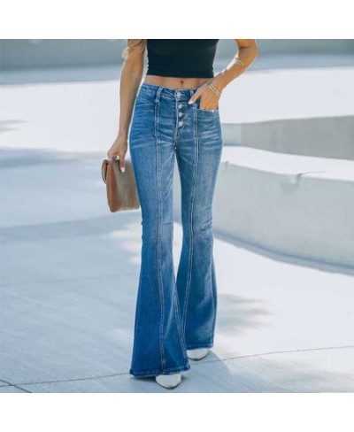 Women's Flared Jeans Patchwork Vintage Fashion Stretch High Waist Casual Slim Streetwear Wide Leg Flare Denim Trousers $53.45...