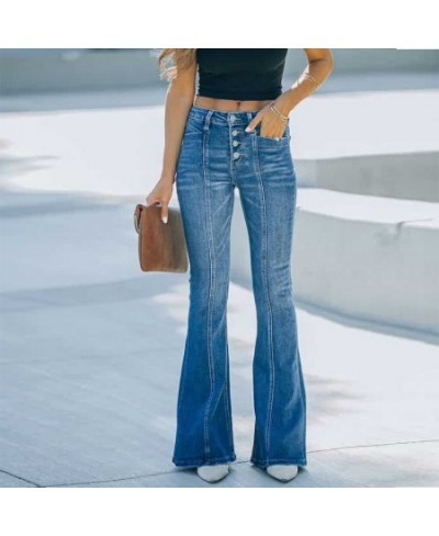 Women's Flared Jeans Patchwork Vintage Fashion Stretch High Waist Casual Slim Streetwear Wide Leg Flare Denim Trousers $53.45...