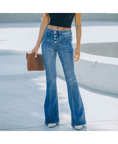 Women's Flared Jeans Patchwork Vintage Fashion Stretch High Waist Casual Slim Streetwear Wide Leg Flare Denim Trousers $53.45...