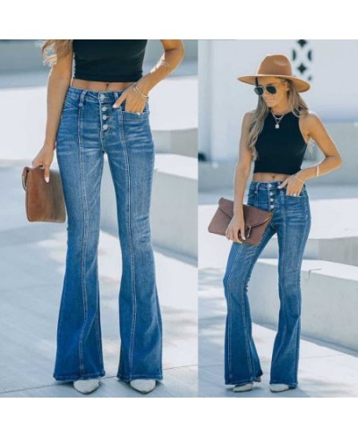 Women's Flared Jeans Patchwork Vintage Fashion Stretch High Waist Casual Slim Streetwear Wide Leg Flare Denim Trousers $53.45...