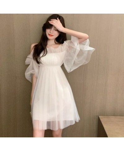 White Dress for Women Casual Lace Vintage A-line Solid Mid-calf Dresses Fashion Korea Clothes Formal party Sexy Dress New 202...