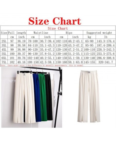 100/150kg Big Size Straight Pants Women's Show Thin Summer High Waist Split Pants Oversized Loose Ice Silk Pants 5XL 6XL 7XL ...