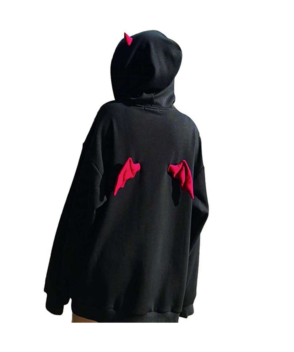 Devil Horn Hoodie Streetwear Gothic Punk Hooded Women Loose Black Sweatshirts Oversized Harajuku Kawaii Cute Teens Clothes 20...