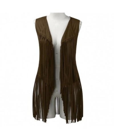 Elegant Popular Pure Color Fringed Cardigan Vest Autumn Jacket Vest Vintage Streetwear $31.08 - Jackets & Coats