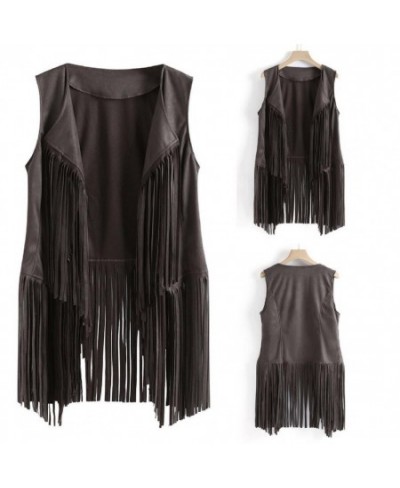 Elegant Popular Pure Color Fringed Cardigan Vest Autumn Jacket Vest Vintage Streetwear $31.08 - Jackets & Coats