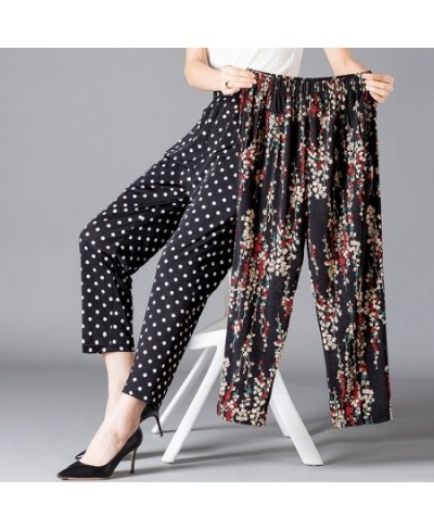 XL-8XL Summer Women Harem Pants Casual High Waist Pants Printed Elastic Waist Middle Aged Women Trousers Summer Bottoms $26.3...