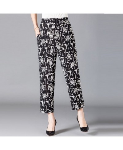 XL-8XL Summer Women Harem Pants Casual High Waist Pants Printed Elastic Waist Middle Aged Women Trousers Summer Bottoms $26.3...