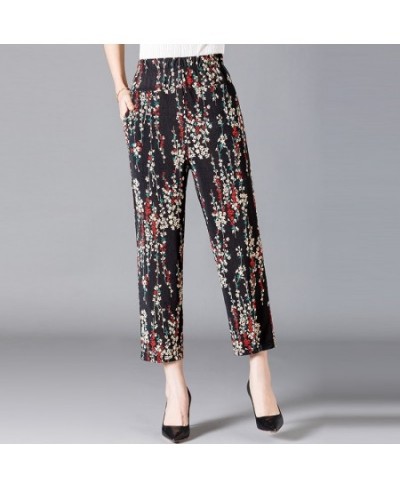 XL-8XL Summer Women Harem Pants Casual High Waist Pants Printed Elastic Waist Middle Aged Women Trousers Summer Bottoms $26.3...