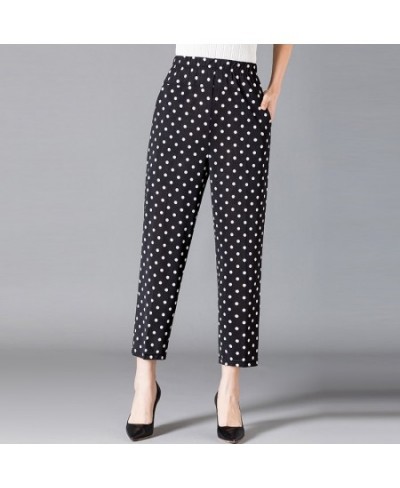 XL-8XL Summer Women Harem Pants Casual High Waist Pants Printed Elastic Waist Middle Aged Women Trousers Summer Bottoms $26.3...