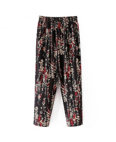 XL-8XL Summer Women Harem Pants Casual High Waist Pants Printed Elastic Waist Middle Aged Women Trousers Summer Bottoms $26.3...