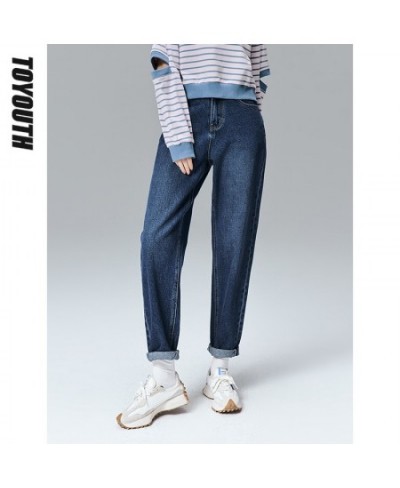 Women Jeans 2022 Spring High Waisted Trouser Dark Blue Pure Cotton Chic Casual Straight Leg pants Denim Pants $56.32 - Bottoms