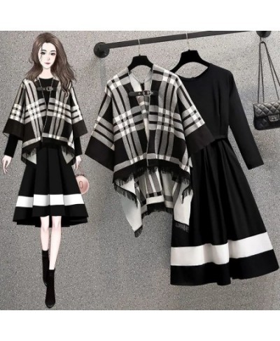 Autumn Winter Women Vintage Sweater Cardigan Black Dress Outfits Lady Graceful Loose Knit Coats Slim Gowns Two Piece Set Jack...