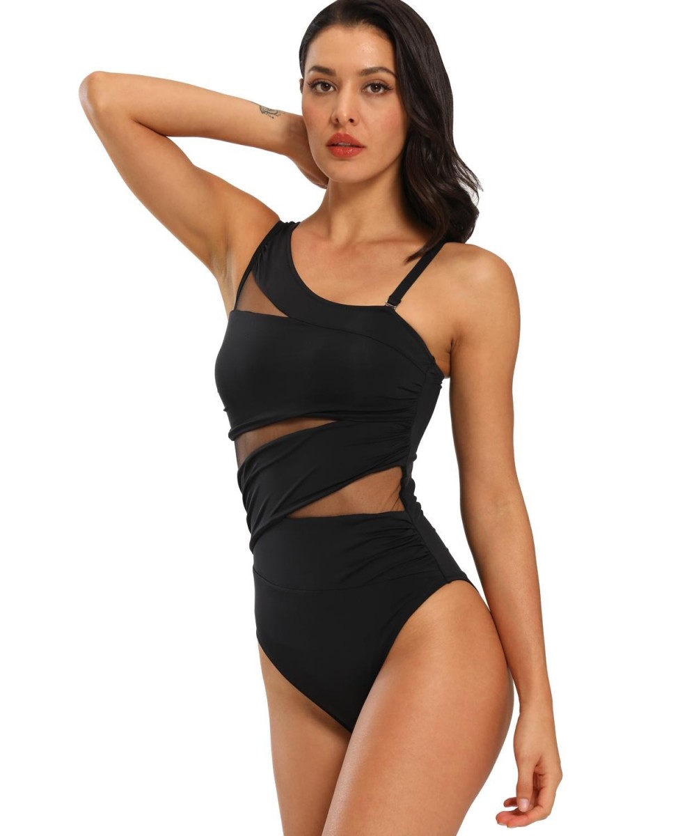 Women's Girls One Piece Swimsuits Tummy Control Swimwear Mesh Monokini Bathing Suits for Women Girls Bikini $25.59 - Swimsuit