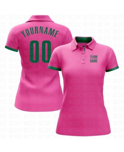 Custom Pink Kelly Green Performance Golf Polo Shirt 3D Printed Women's Golf Polo Oversized Shirt Summer Sports Tops $37.88 - ...