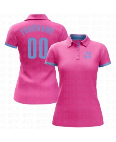 Custom Pink Kelly Green Performance Golf Polo Shirt 3D Printed Women's Golf Polo Oversized Shirt Summer Sports Tops $37.88 - ...