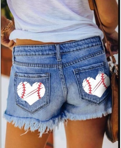 2023 women's summer jeans ripped tassel denim shorts straight buckle women's casual short jeans $33.57 - Jeans