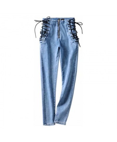 Women High Waist Jeans Woman Sexy Black Blue Elastic Skinny Pencil Pants Female Multi-Size Zipper Wash Denim Trousers Girl $5...