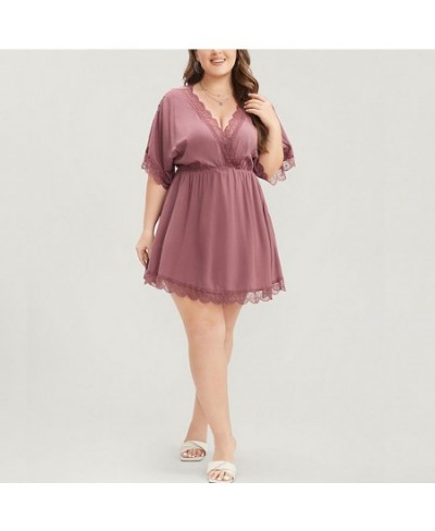 Plus Size Lace Dresses For Women 2023 Summer Short Sleeve Casual Mini Dress Sexy V-neck Evening Party Dresses Large Size $43....