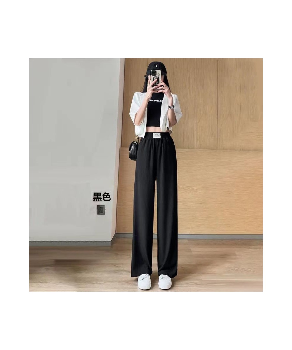 High Grade Wide Leg Pants for Women in Spring Summer New Style High Waist Drooping Elastic Waist Straight Tube Floor Pants $3...