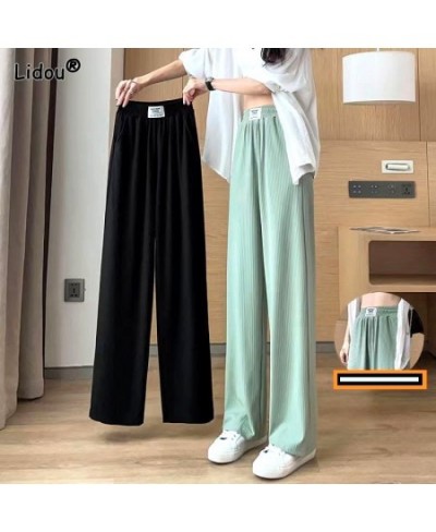 High Grade Wide Leg Pants for Women in Spring Summer New Style High Waist Drooping Elastic Waist Straight Tube Floor Pants $3...