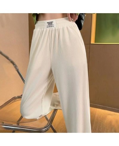 High Grade Wide Leg Pants for Women in Spring Summer New Style High Waist Drooping Elastic Waist Straight Tube Floor Pants $3...