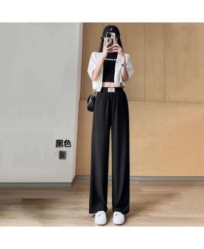 High Grade Wide Leg Pants for Women in Spring Summer New Style High Waist Drooping Elastic Waist Straight Tube Floor Pants $3...