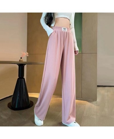 High Grade Wide Leg Pants for Women in Spring Summer New Style High Waist Drooping Elastic Waist Straight Tube Floor Pants $3...