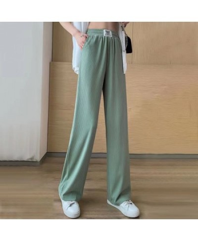 High Grade Wide Leg Pants for Women in Spring Summer New Style High Waist Drooping Elastic Waist Straight Tube Floor Pants $3...