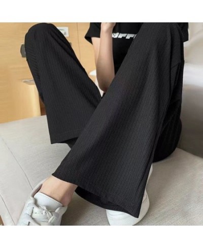 High Grade Wide Leg Pants for Women in Spring Summer New Style High Waist Drooping Elastic Waist Straight Tube Floor Pants $3...