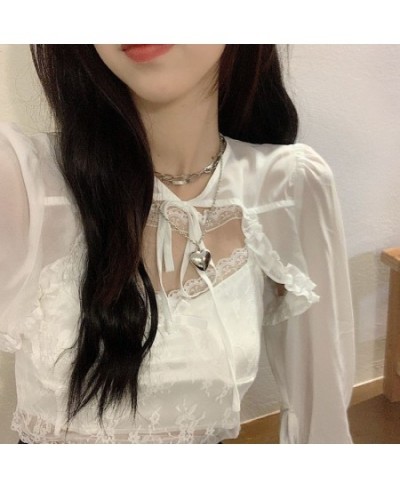 Summer Thin Korean Fashion Outwear Y2k Sets Crop Cardigan + Lace Slim Vest Women Casual Sweet Kawaii Outfits $34.54 - Tops & ...