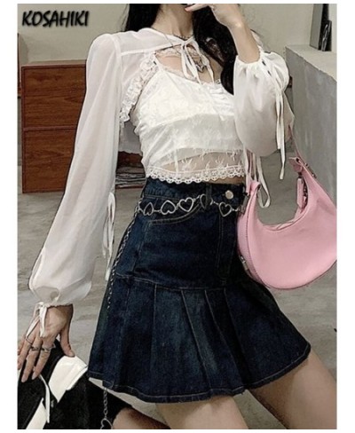 Summer Thin Korean Fashion Outwear Y2k Sets Crop Cardigan + Lace Slim Vest Women Casual Sweet Kawaii Outfits $34.54 - Tops & ...