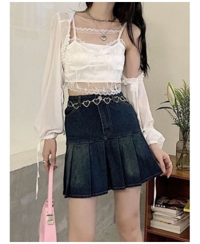 Summer Thin Korean Fashion Outwear Y2k Sets Crop Cardigan + Lace Slim Vest Women Casual Sweet Kawaii Outfits $34.54 - Tops & ...