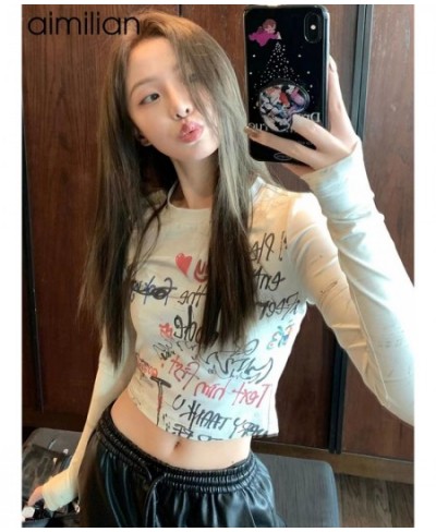 Design Sense Long Sleeve T-shirt Women's Spring Autumn 2023 New Pure Desire Slim Hot Girl Short Shoulder Top $27.29 - Tops & ...