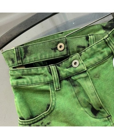 Vintage Green Irregular Denim Skirts Women Korean Summer High Waist Mini Skirt Sexy Jeans Skirts Faldas Mujer $55.89 - Skirts