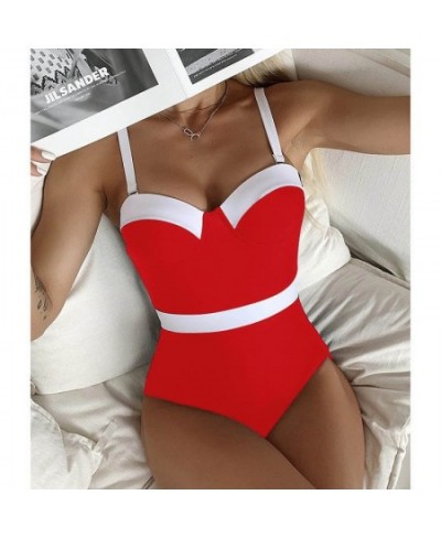 2022 Push Up Swimsuit One Piece Patchwork Swimwear Women Sexy Underwire Bodysuit Monokini Women Bathing Suits Swimming Suits ...