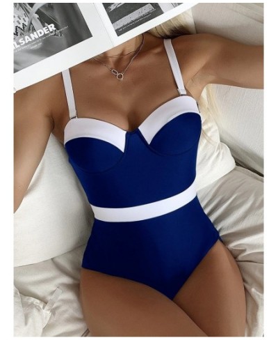 2022 Push Up Swimsuit One Piece Patchwork Swimwear Women Sexy Underwire Bodysuit Monokini Women Bathing Suits Swimming Suits ...