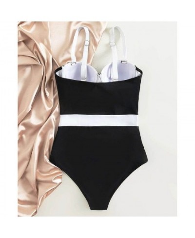 2022 Push Up Swimsuit One Piece Patchwork Swimwear Women Sexy Underwire Bodysuit Monokini Women Bathing Suits Swimming Suits ...