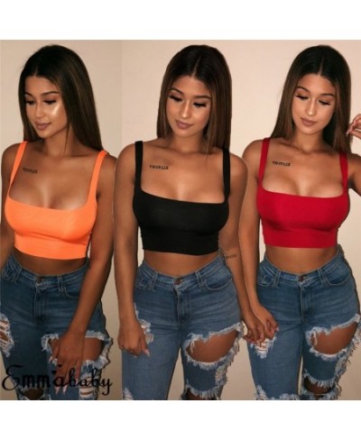 Sexy Women Solid Strappy Tank 2023 Vest Crop Top Summer Beach Party Sleeveless Slash Neck Tanks Woman Girls Bralette Tank Top...