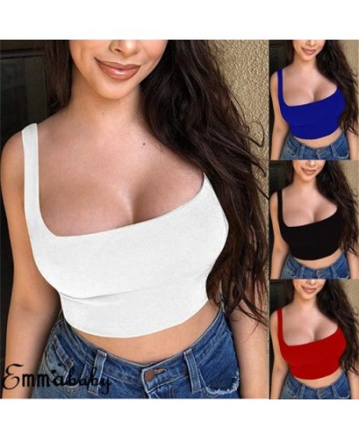 Sexy Women Solid Strappy Tank 2023 Vest Crop Top Summer Beach Party Sleeveless Slash Neck Tanks Woman Girls Bralette Tank Top...